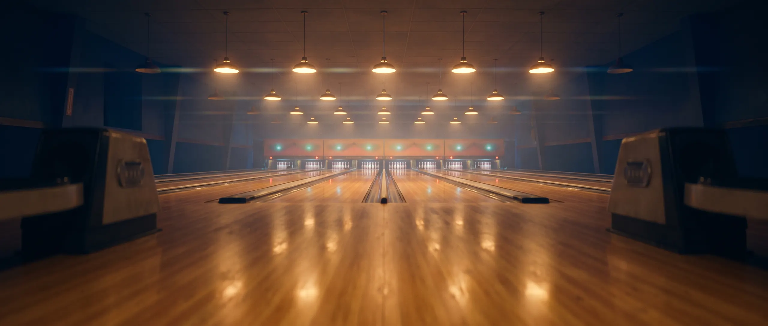 The full row of eighteen lanes
